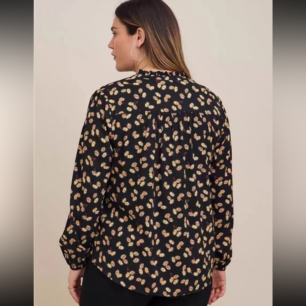 Torrid Lenny Peasant Long Sleeve Top Blouse Floral Daisy Boho Plus Size 4X - Picture 3 of 8